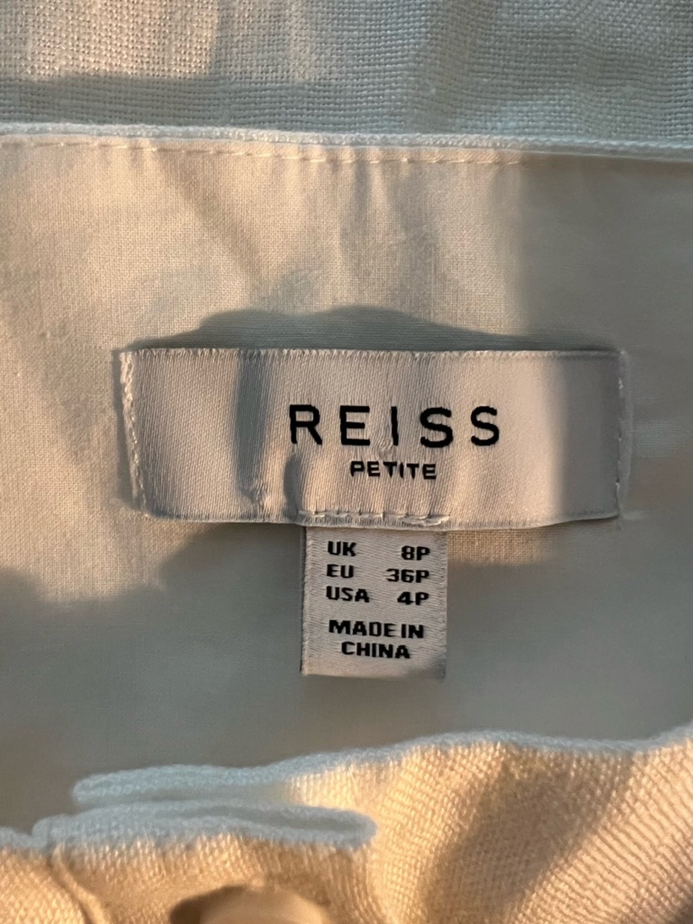 REISS Clarice Petite White Linen Eyelet Button Down Midi Dress Sz 4P Coastal - Picture 5 of 15